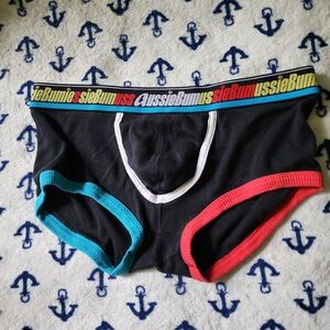Aussiebum Vintage Men's Black Underwear with Red and Blue Accents L